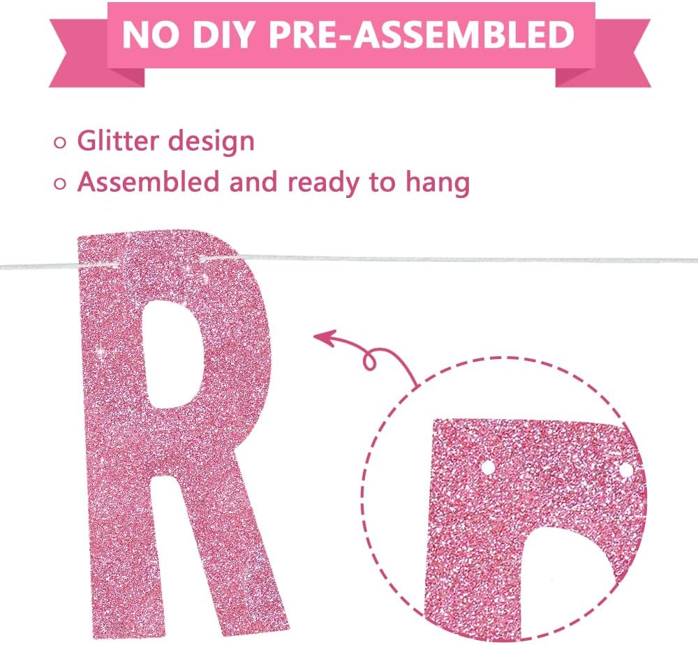 BEISHIDA Pink You're Like Really Pretty Glitter Banner,NO DIY, Pre-Strung Mean Girls Birthday Party Bachelorette Party Decorations,Birthday Gift for Girl