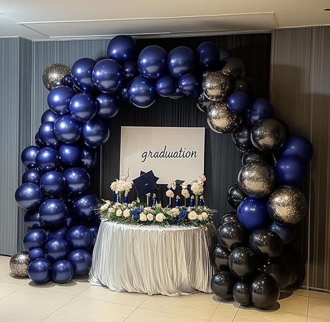 Navy Blue Balloons Double Stuffed Dark Royal Blue Balloon Garland Different Sizes 18/12/5in Pearl Balloon Arch Kit for Graduation Wedding Birthday Baby Shower Valentine Father's Day Party Decorations