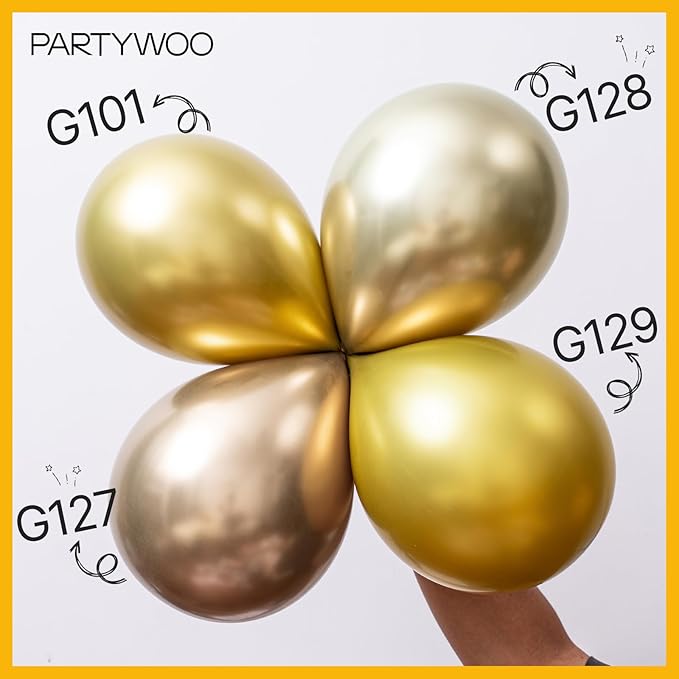 PartyWoo Metallic Gold Balloons, 85 pcs Gold Metallic Balloons Different Sizes Pack of 18 Inch 12 Inch 10 Inch 5 Inch Gold Balloons for Balloon Garland or Balloon Arch as Party Decorations, Gold-G101