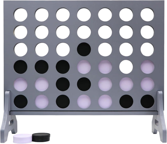 Tailgating Pros Premium Grey Giant Four in a Row with Carrying Case - Jumbo Oversized Outdoor Yard Game - Connect Multiple Pucks in a Row to Win - Many Puck Colors Available!