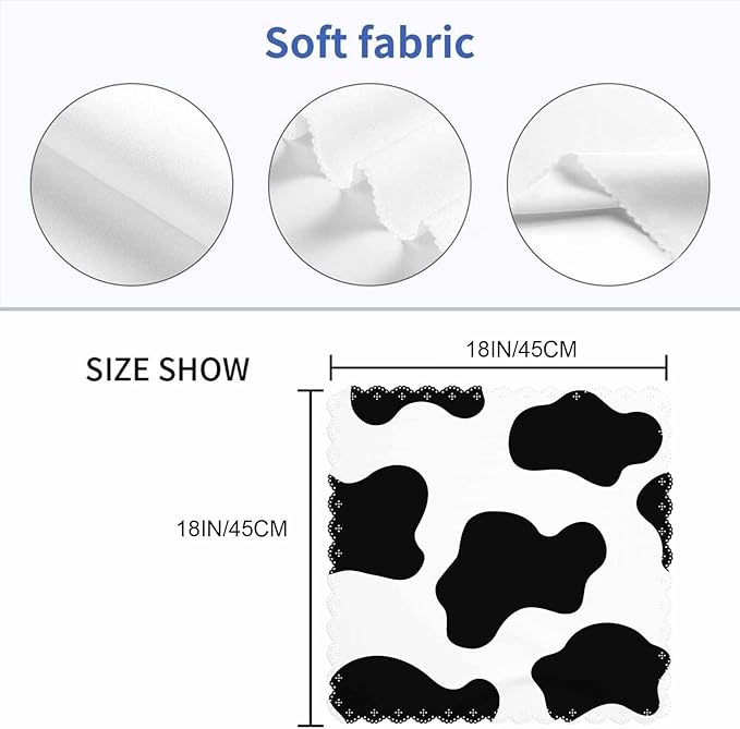 Milk Cow Spots Napkins Cloth Washable Set of 4 Animal Skin Texture Polyester Kitchen Dinner Napkins for Holiday Festive Wedding Decor 18 x 18 inch