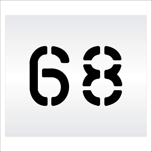 Pavement, Curb, and WheelStop Stencils - 6 inch Double Number Stencil - (68) - 6" x 9" x 1/8" (128 mil) - Pro-Grade