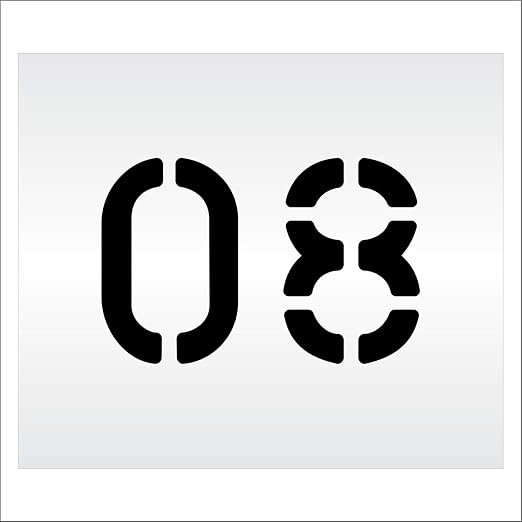 Pavement, Curb, and WheelStop Stencils - 6 inch Double Number Stencil - (08) - 6" x 9" x 1/16" (63 mil) - Light-Duty