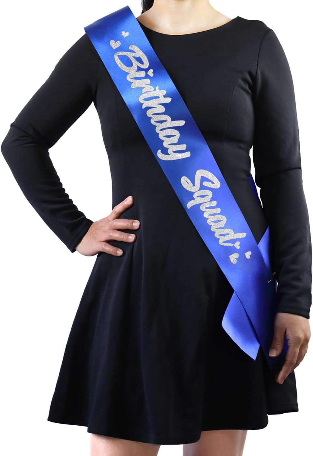 6 Pieces Birthday Squad Sash Set Royal Blue with Silver Glitter Lettering Birthday Sash for Women Funny Party Favors Decorations for Sweet 16 18th 21st 25th 30th 40th 50th or Other Bday