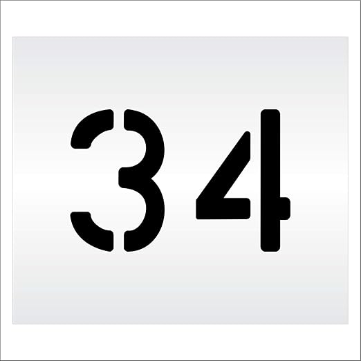 Pavement, Curb, and WheelStop Stencils - 6 inch Double Number Stencil - (34) - 6" x 9" x 1/16" (63 mil) - Light-Duty