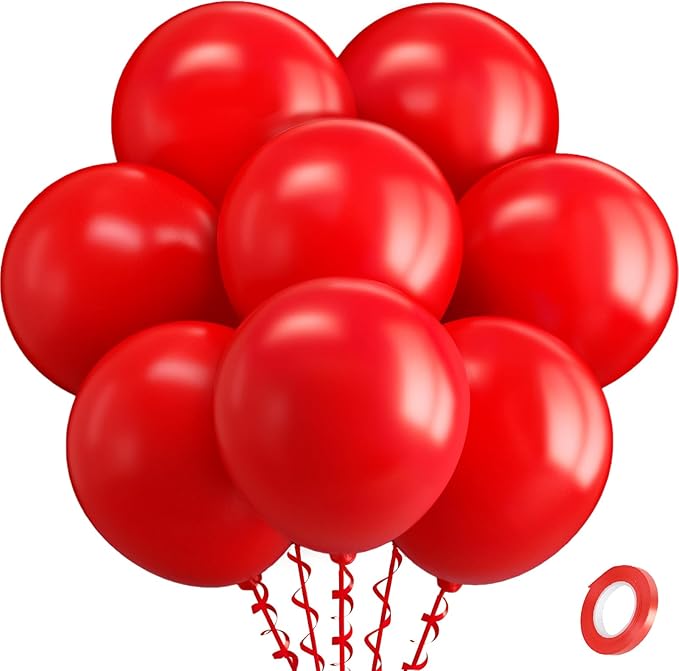 Patimate Red Balloons 30 Pack 18 Inch Matte Red Latex Balloons for Birthday Valentine's Day Christmas Independence Day Graduation Wedding Anniversary Engagement Bridal Shower Party Decorations