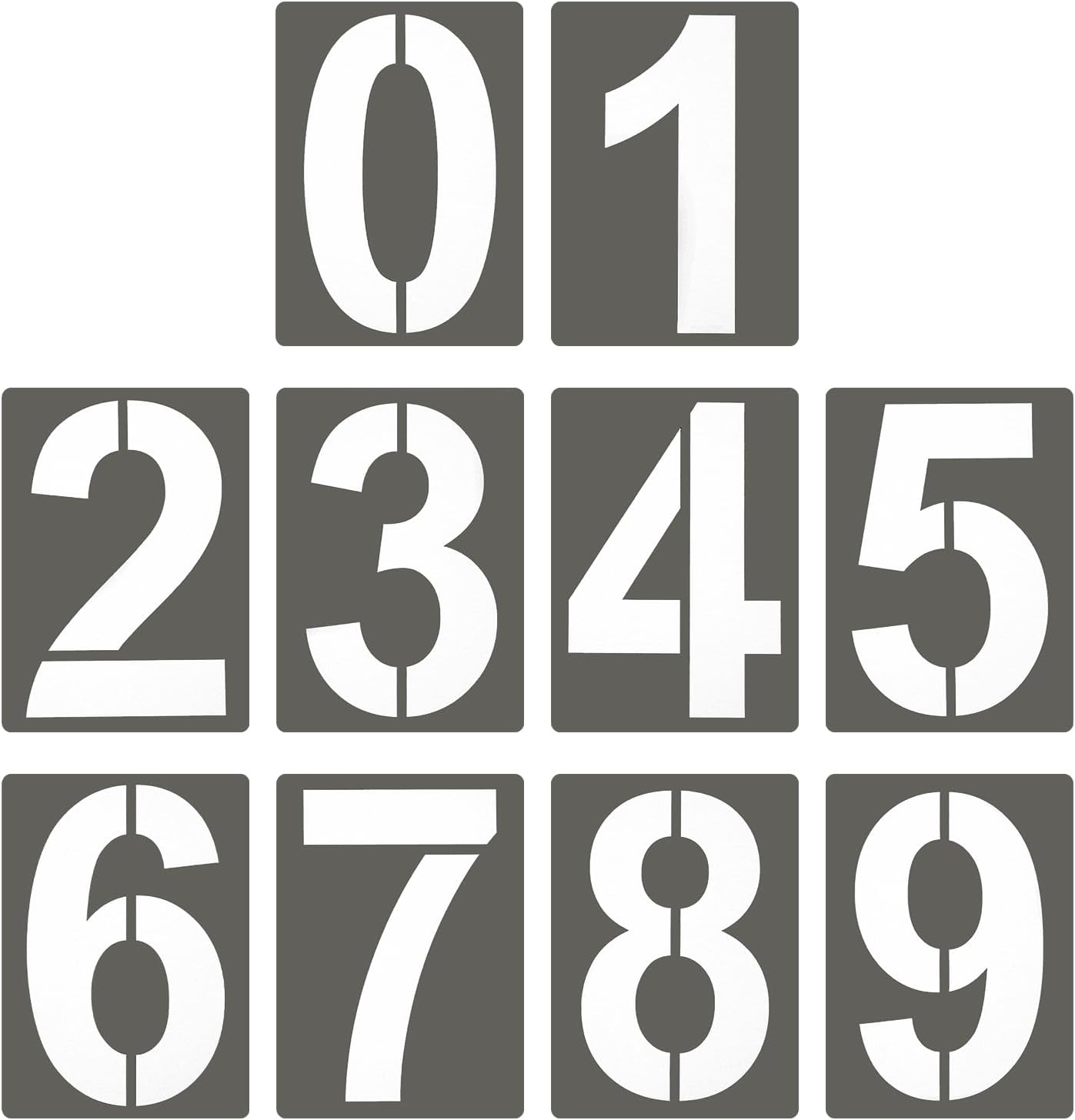 PATIKIL 1 Inch 10Pcs Large Number Stencils, 0-9 Address Number Stencil, Reusable Plastic Digital Templates for Crafts Wood Stencils Templates White