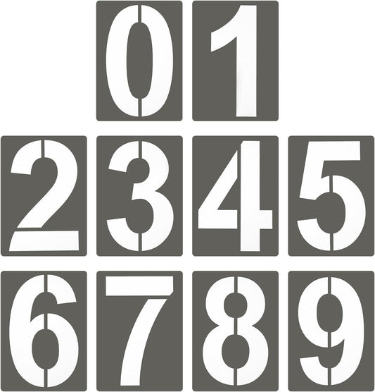 PATIKIL 2 Inch 10Pcs Large Number Stencils, 0-9 Address Number Stencil, Reusable Plastic Digital Templates for Crafts Wood Stencils Templates White