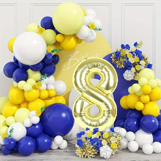 40 Inch Number 8 Balloon, Light Gold 8 18 28 80 Birthday Balloons for Men Boys, 8th Birthday Decorations Party Supplies, Wedding, Graduations