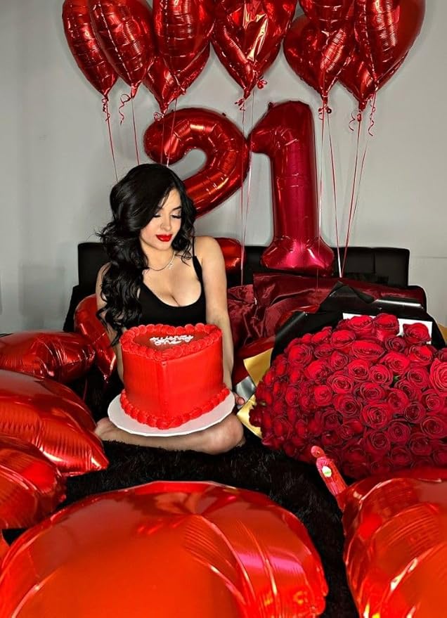 12 Number Balloon 40 Inch, Red Large Number Balloons Birthday Gift for 12 21 Years Old, Maylar Balloon Decorations for Wedding Engagement Graduations Memorial Day's