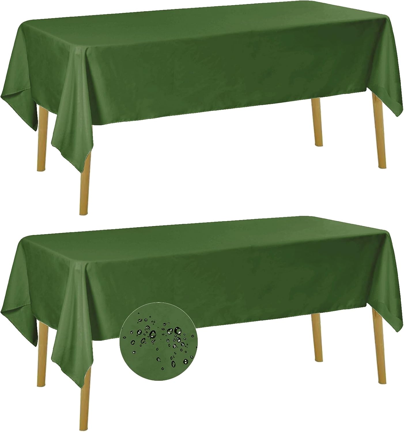 Fokitut 2 Pack Waterproof Rectangle Tablecloth, 60x102 Inch, Stain Resistant and Wrinkle Polyester Table Cloth, Fabric Table Cover for Kitchen Dining, Wedding, Party, Holiday Dinner-Willow