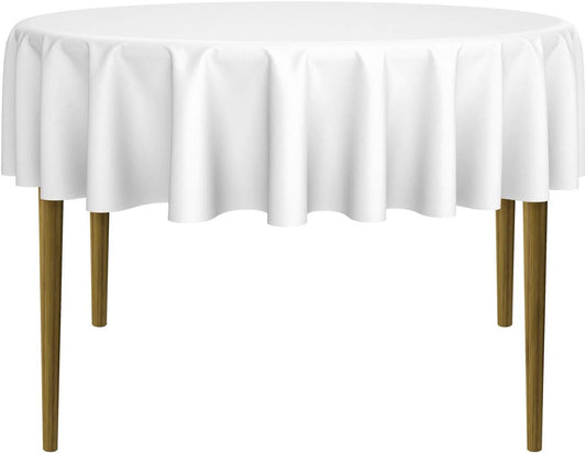 Lann's Linens - 70" Round Premium Tablecloth for Wedding/Banquet/Restaurant - Polyester Fabric Table Cloth - White