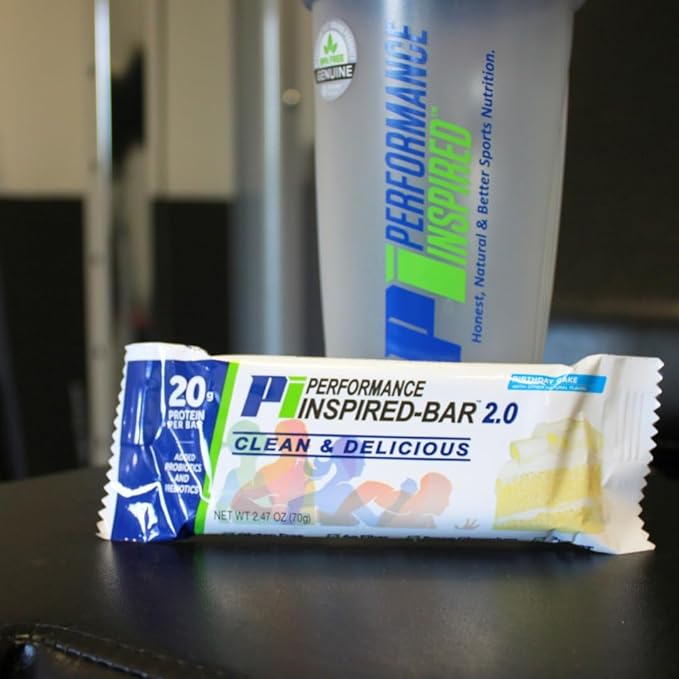 Performance Inspired Nutrition Protein Bar 2.0 – 20G Protein, 6G Fiber, 3G MCTs, 1 Billion CFU Probiotics – Gluten-Free – Birthday Cake Flavor – 12 Count
