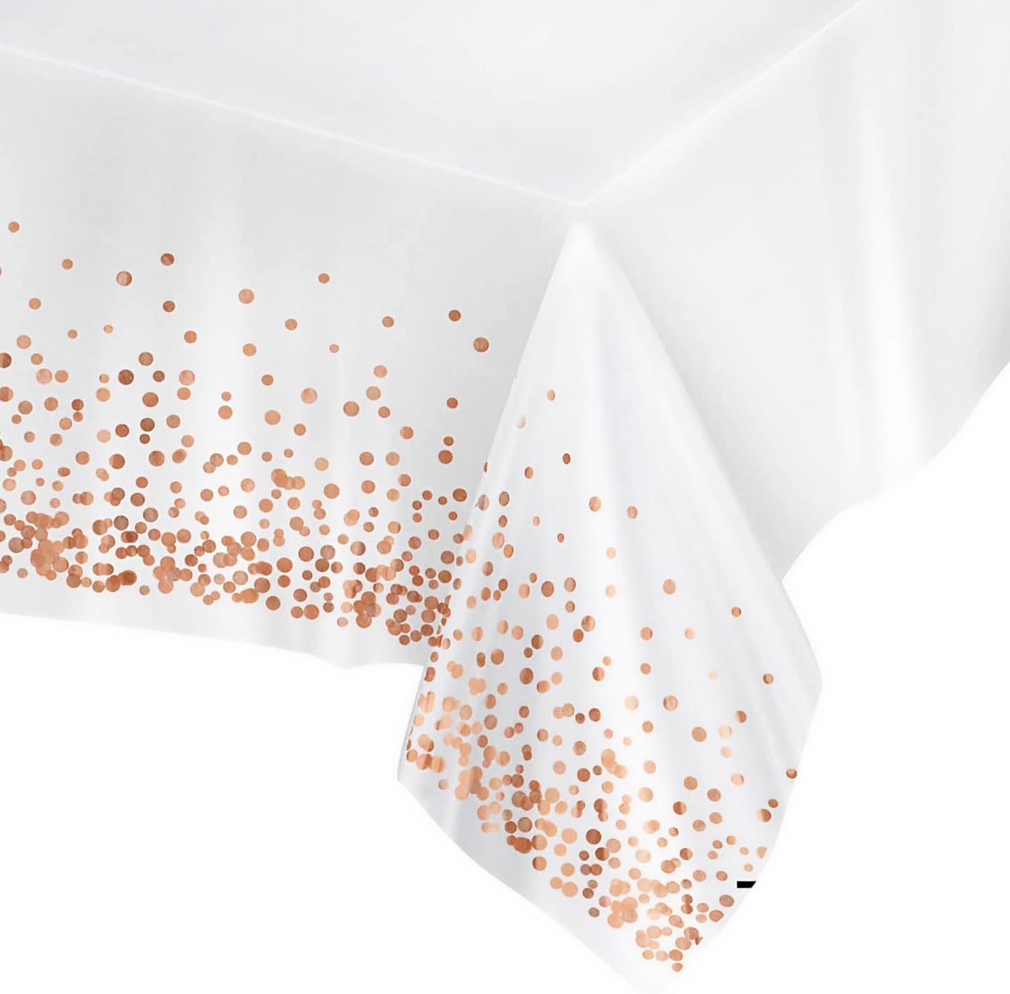 Prestee Rose Gold Plastic Table Cloth Disposable, 4 Pack - 54x108 Inch Rectangle Tablecloths for Wedding and Party - Heavy-Duty, Waterproof Table Covers - Pink and Gold, for Birthday or Fine Dining