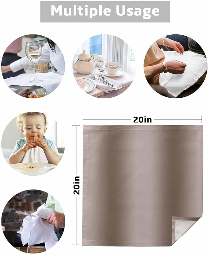 Brown Ombre Cloth Napkins Set of 8 Reusable Dinner Napkins, Modern Abstract Art Cocktail Napkin, Farmhouse Gradient Washable Table Napkins for Wedding/Holiday Party/Baby Shower 20"x20"