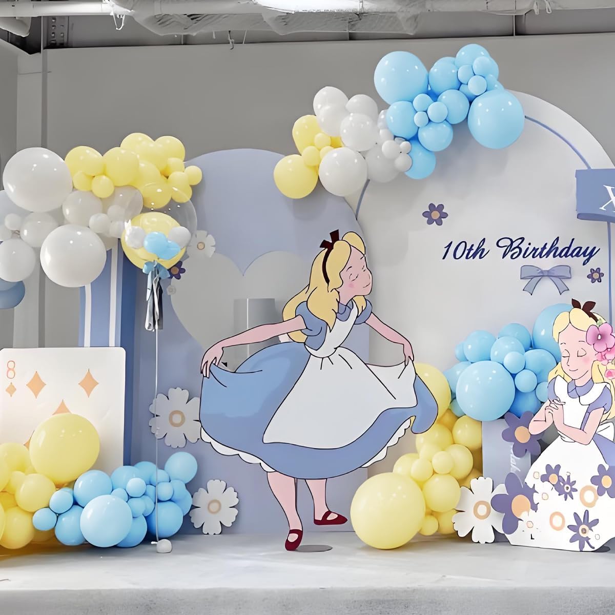 Pastel Yellow Blue White Balloon Garland Arch Kit, 160Pcs Latex Balloons Different Size 18 12 10 5 inch for Birthday Bridal Baby Shower Gender Reveal Wedding Retirement Party Decorations