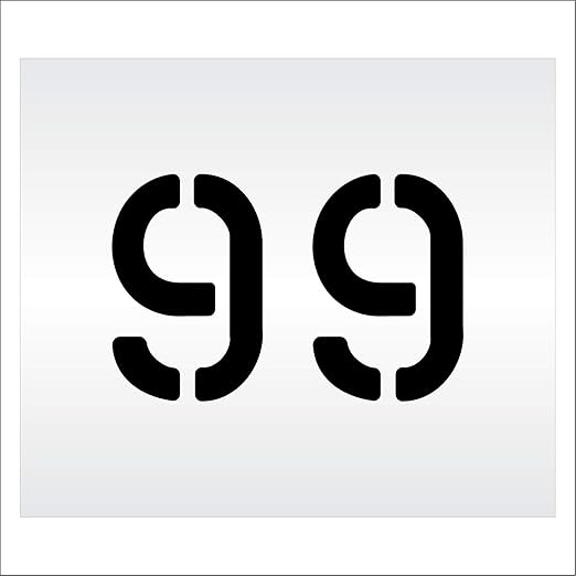 Pavement, Curb, and WheelStop Stencils - 6 inch Double Number Stencil - (99) - 6" x 9" x 1/16" (63 mil) - Light-Duty