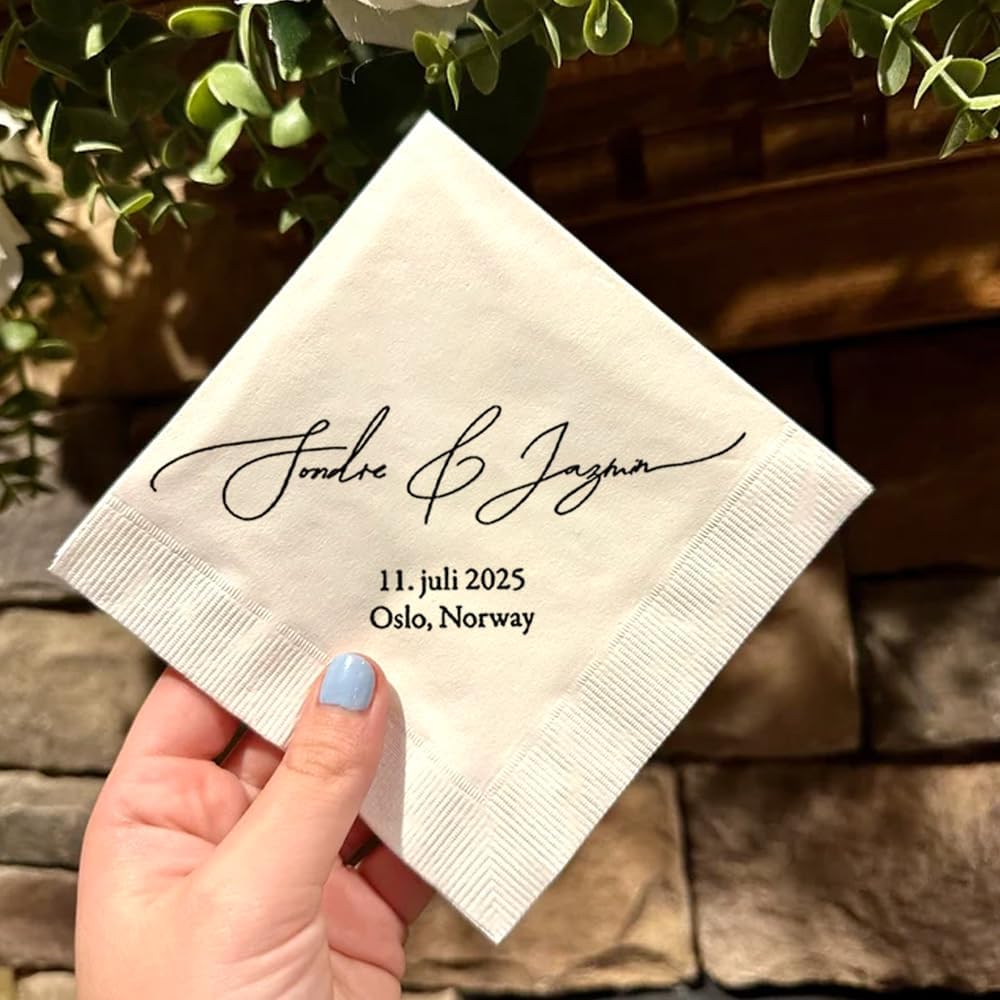 Personalized Wedding Cocktail Napkins, Customized Monogram Wedding Napkin, Custom Dinner Napkins For Bridal Shower, Custom Cocktail Napkin, Engagement Party Decorations, Anniversary Decor