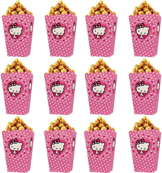 12 Pcs Cat Candy Box Popcorn Box Paper Food Trays Boat Pink Kitty Snack Treat Boxes Candy Cookie Container Decorations for Birthday Party Favor Supplies (red)