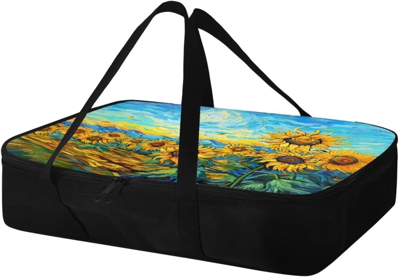 Sunflower Print Insulated Casserole Carriers for Hot or Cold Food - Fits 11 x 15 or 9 x 13 Baking Dish