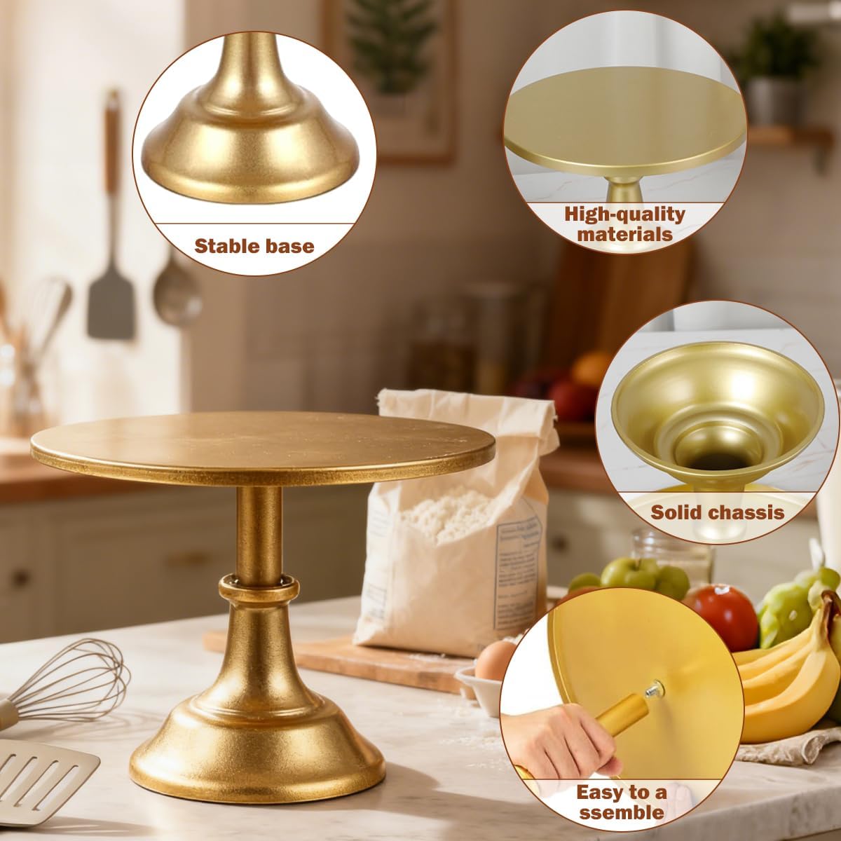 6 Pcs Gold Cake Stand Dessert Stand, Dessert Table Display Set 8/10/12 in Gold Cupcake Stand with Base Metal Dessert Trays or Wedding, Birthday, Party Decorations