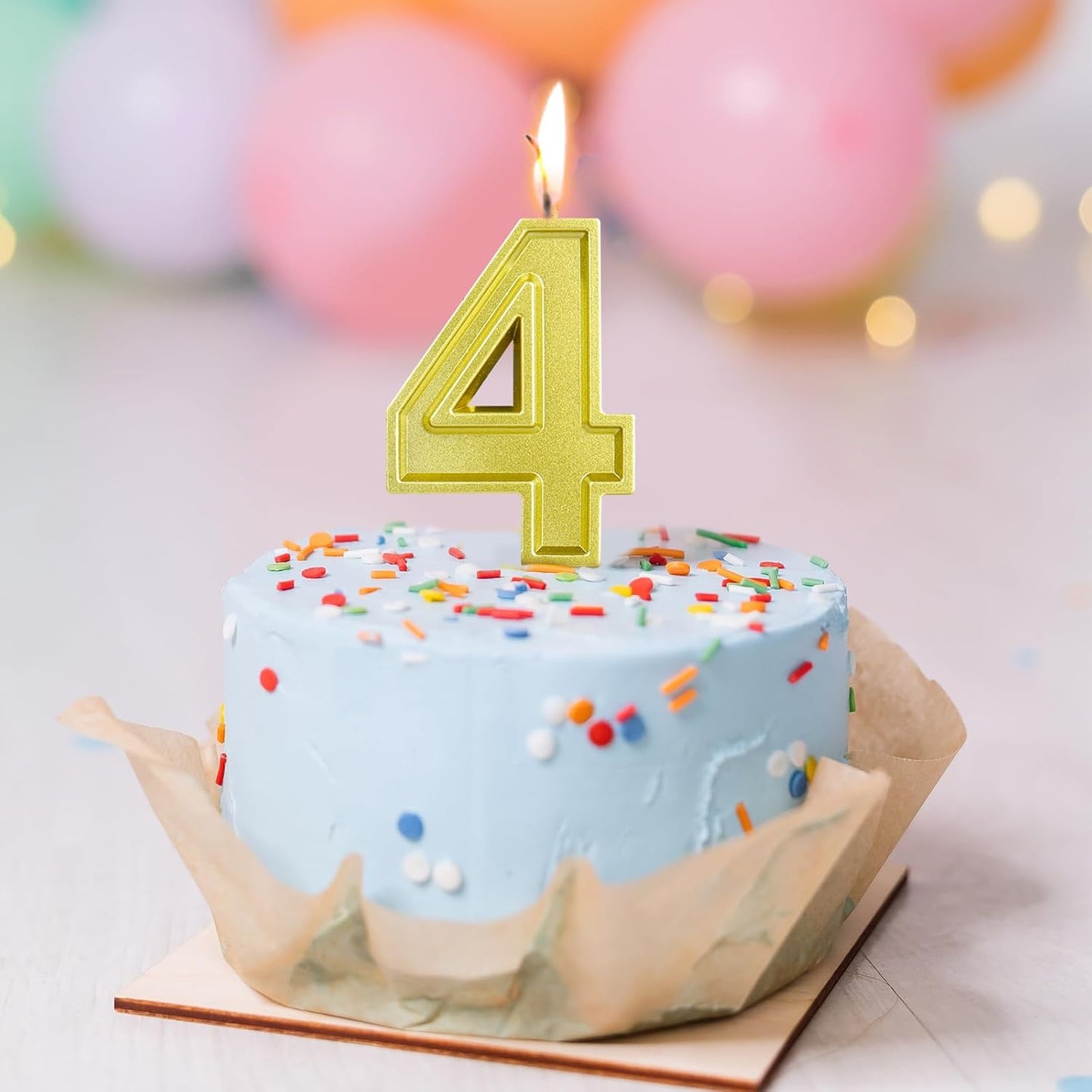BEAN LIEVE Gold Birthday Candles Number 4, Gold Number Candles, Cake Number Candles for Birthday Parties and Wedding Anniversary Celebrations