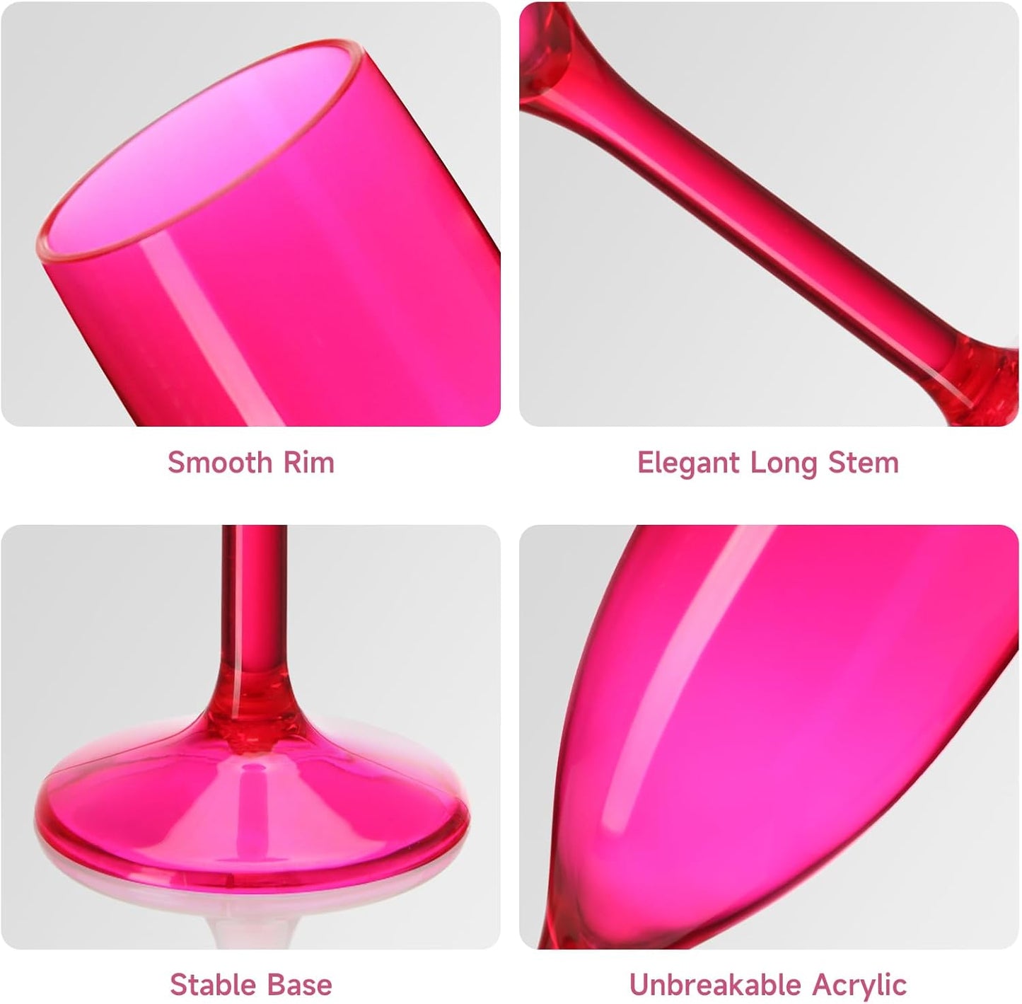 Champagne Flute Acrylic Champagne Glasses Wedding Toasting Champagne Flute Goblet Plastic Reusable Unbreakable Champagne Cups for Bachelorette Wedding Bridal Shower Party (Hot Pink, 24)
