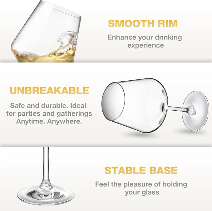 Unbreakable Wine Glasses Set of 6, 16 oz Plastic Wine Glasses with Stem, BPA Free, Reusable Wine Glass for Poolside, Outdoors Camping Picnic Restaurants Home Bar Christmas Unique Gift
