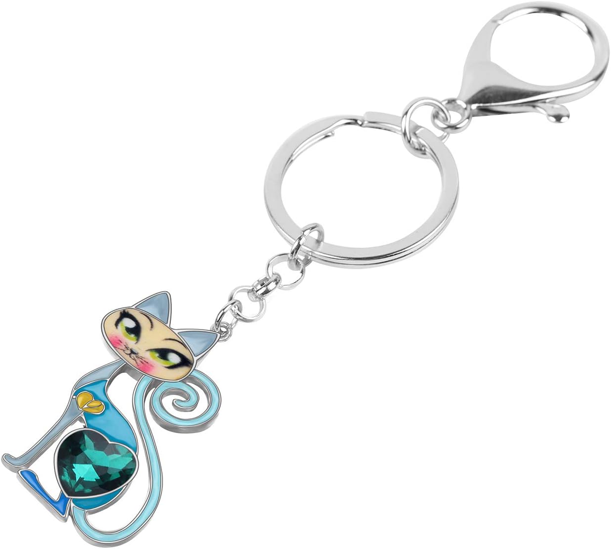 BONSNY Enamel Alloy Chain Cat Key Chains For Women Car Purse Handbag Charms keychains Gifts