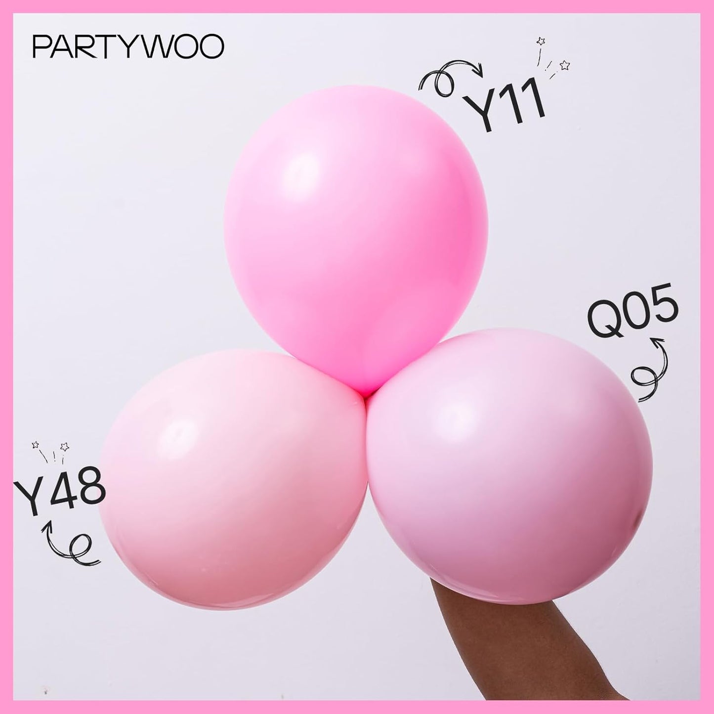 PartyWoo Pink Balloons, 100 pcs 12 Inch Pink Balloons Hot Balloon Arch Kit Balloon Garland for Valentine's Day Bachelorette Baby Shower for Girls Anniversary Birthday Party Decorations Pink-Y11