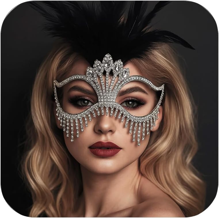 Bling Rhinestone Masquerade Mask For Women Ball Costume Crystal Face Mask Carnival Jewelry