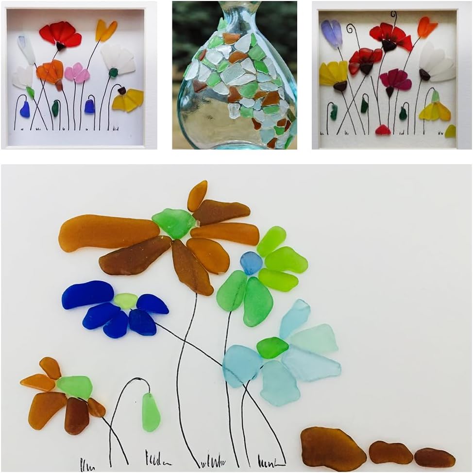 HappyFiller 15 OZ Multi Colored Sea Glass Bulk Frosted Seaglass Pieces for DIY Crafts, Beach Theme Party Nautical Wedding Decorations,Aquarium Vase Fillers,Mosaic Art,Coastal Home Decor,0.5-1.5 inch