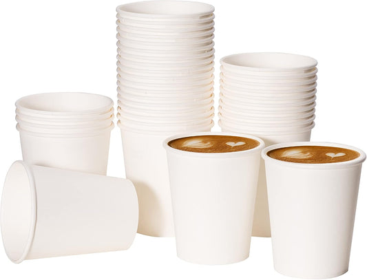 RACETOP Coffee Paper Cups 8 oz [100 pack], Disposable Coffee Cups, Hot Coffee Cups, Office (8 oz 100 pack)