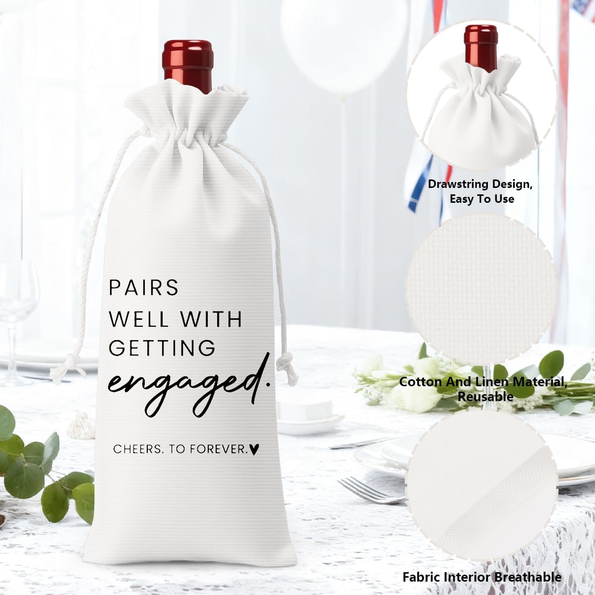 Engagement Gifts for Couples Her Engagement Party Decorations Gift for Couple Wine Bag Scented Candles Set Pairs Well with Getting Engaged Gifts Smell Like He Hit The Jackpot White Wine Bag
