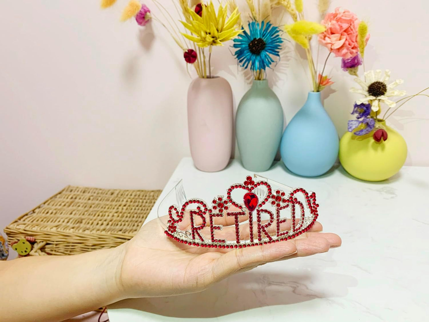 JETKONG Retirement Party Decorations Retired Tiara/Crown, Retired Sash for Women Retirement Gifts, Retirement Party Supplies, Gifts, Favors (Burgundy Red)
