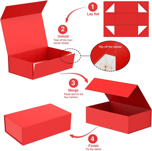 MOZRRO Gift Box with Lids, 9.85 x 5.95 x 3.15 In Magnetic Closure Gift Boxes for Gift Packaging, Gift Box for Christmas,Mothers Day,Fathers Day,Graduations,Weddings,Birthdays Gifts