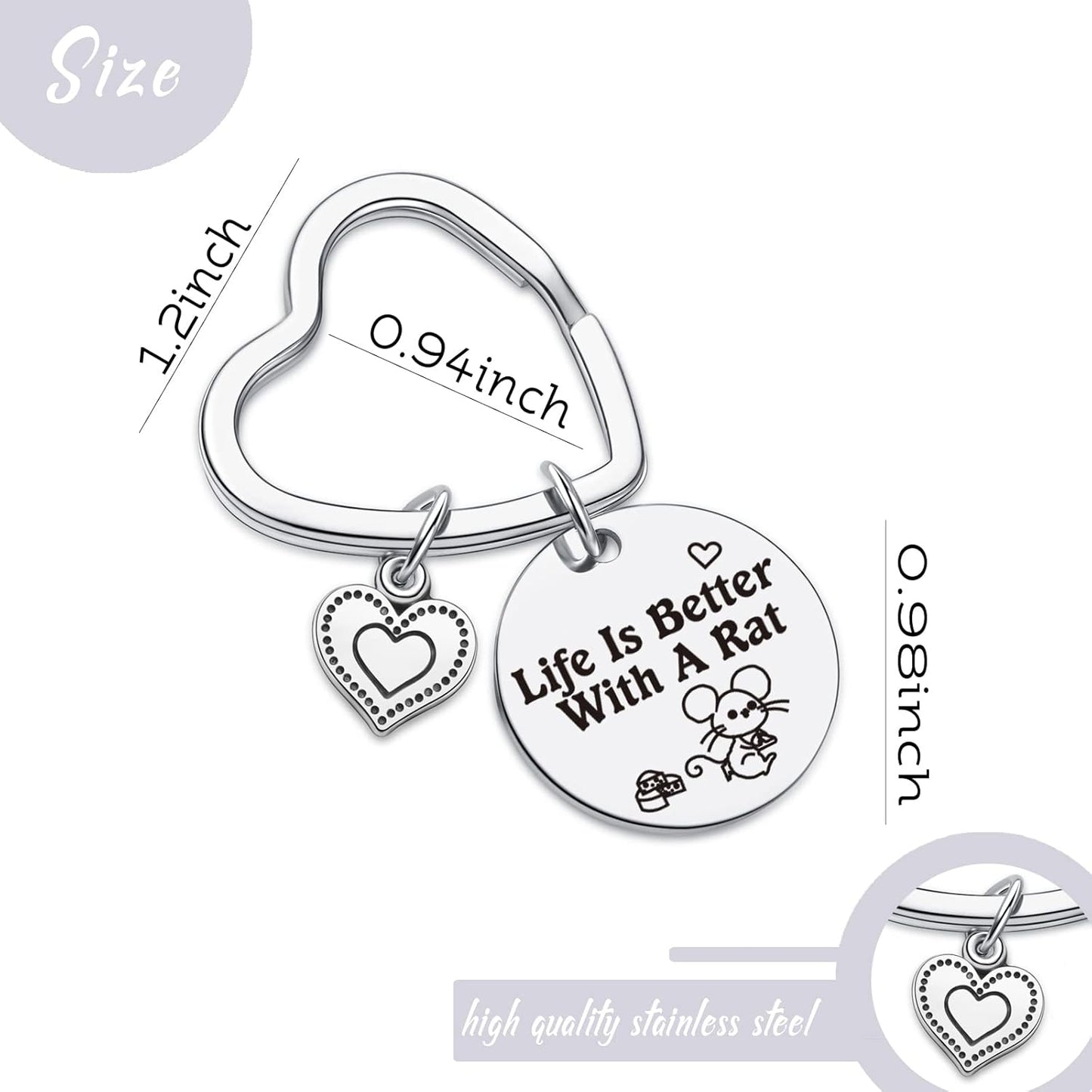 7RVZM Rat Gifts For Rat Lovers Keychain Rat Themed Gift Rat Owner Gift Animal Lover Keychain
