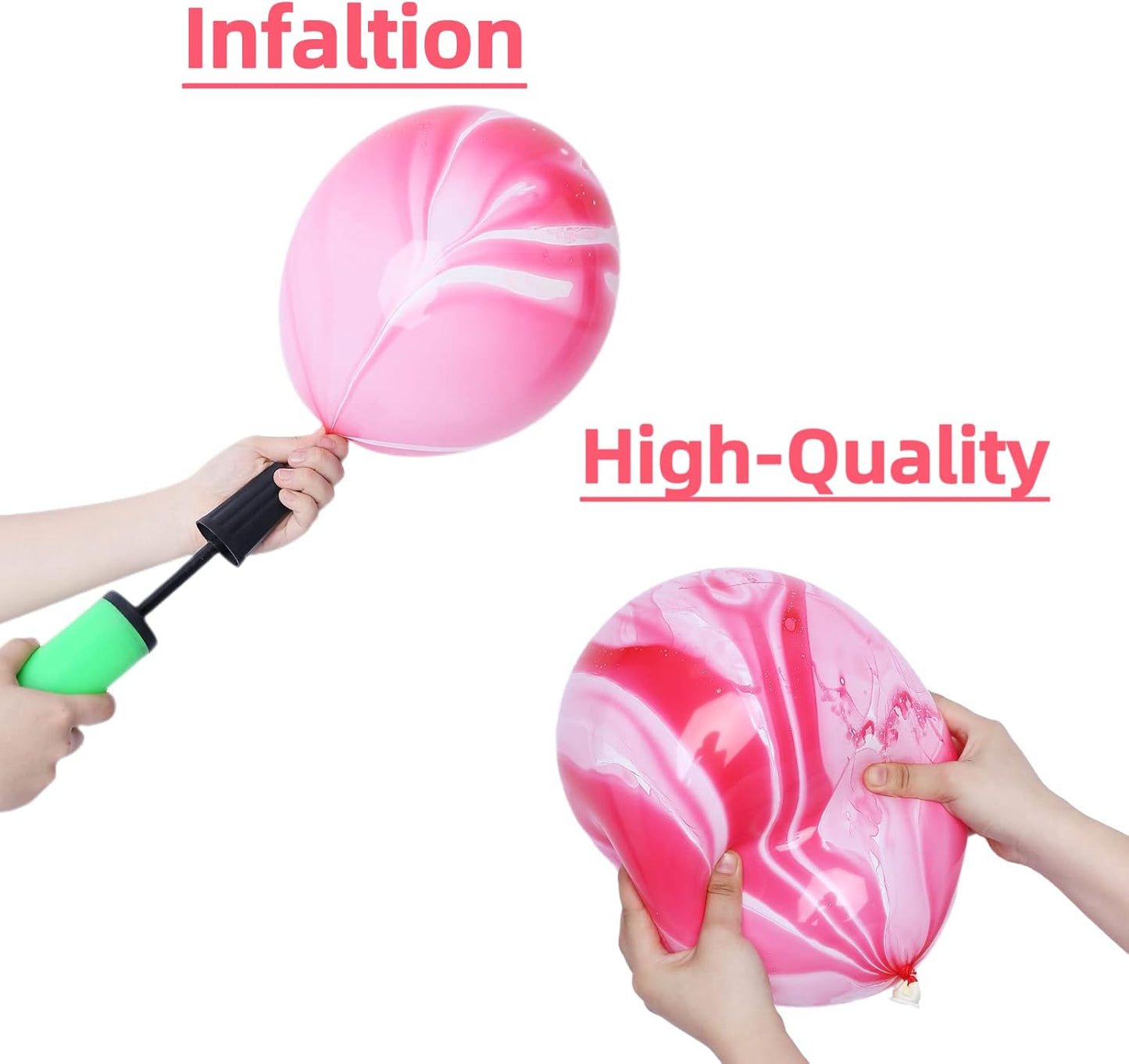 Pink Marble & Agate Latex Balloons - 12 Inch, 50PCS Pink Tie Dye Swirl Balloons for Birthday, Christmas, Valentine's Day & Wedding Celebrations