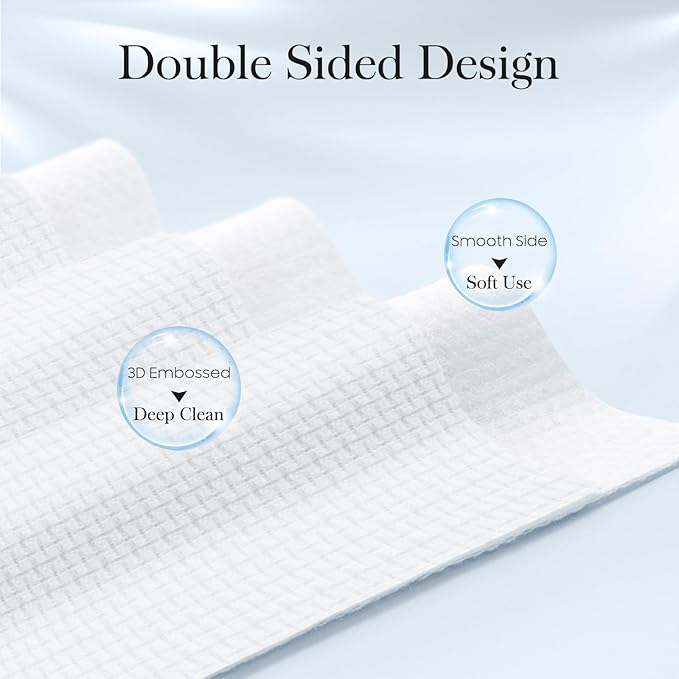100 Count (2 Box) XL Disposable Face Towels 10” x 12”, 100% Viscose Fibre, Soft & Skin Friendly Face Towelettes Disposable, Facial Tissue Wipes for Women Cleansing