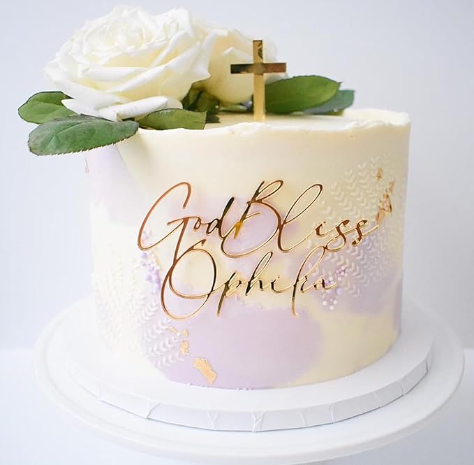 God Bless Cake Topper,Baptism Decorations Supplies,Divine Celebration Elegant Cake Decor for Boy and Girls, Photo Booth Props