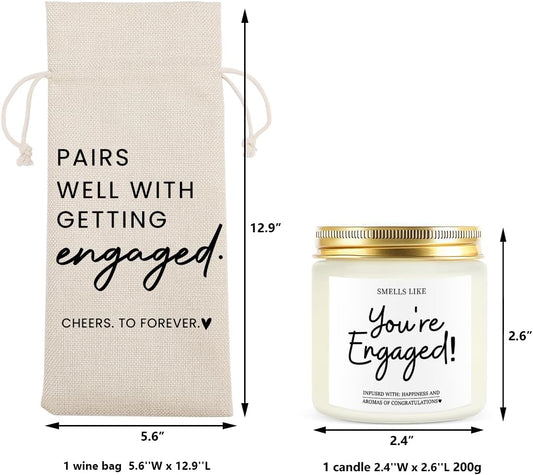 FBCCZEY Engagement Gifts for Couples Her Engagement Party Decorations Gift for Couple Wine Bag Scented Candles Set Pairs Well with Getting Engaged Gifts Wine Bottle Bag