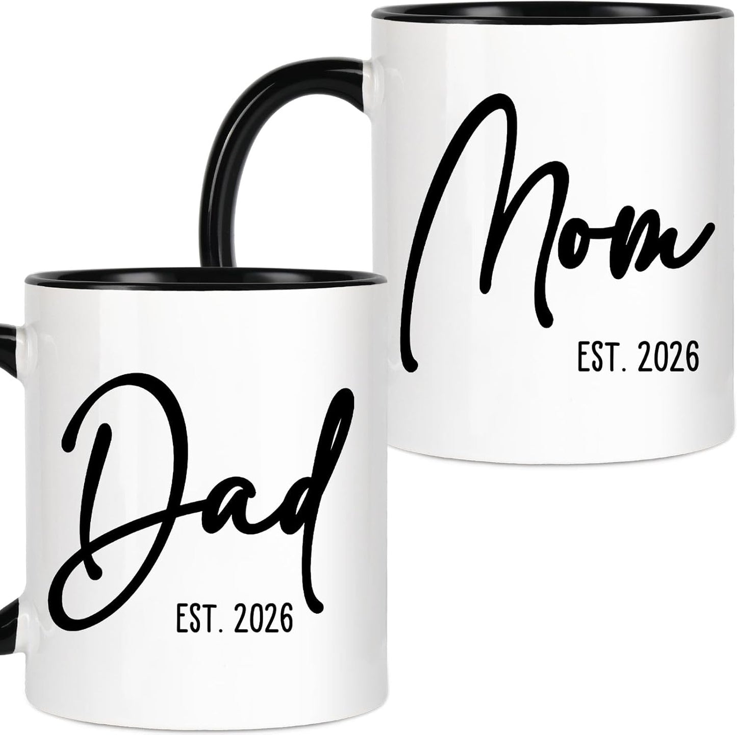 Breezy Valley Mom and Dad Mugs Est 2026, New Parents Gifts for Couples, Mom and Dad Coffee Cups 2026, First Time Expecting Parents Gifts, 11 oz Coffee Mugs Set