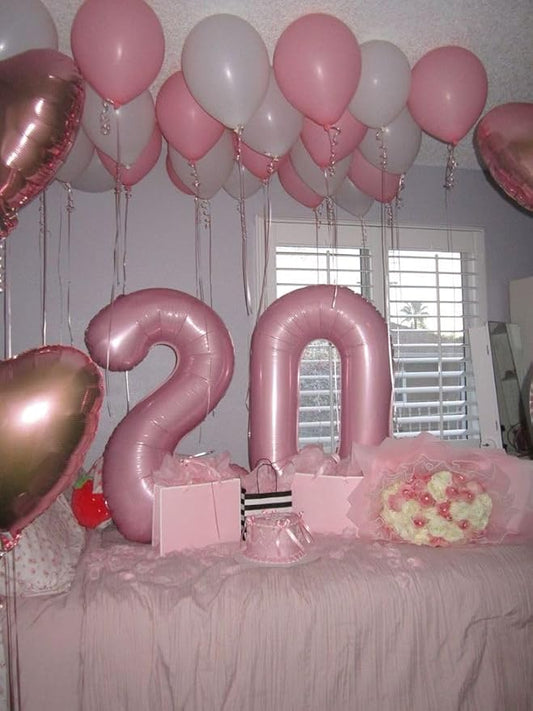 Number Pastel Pink Balloons 40 Inch, Large Happy 20th Birthday Decorations for Women, Foil Balloon Number for Wedding Marriage Proposa Big Events Family Reunions Party Supplies