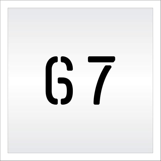 Pavement, Curb, and WheelStop Stencils - 4 inch Double Number Stencil - (67) - 4" x 5.5" x 1/16" (63 mil) - Light-Duty