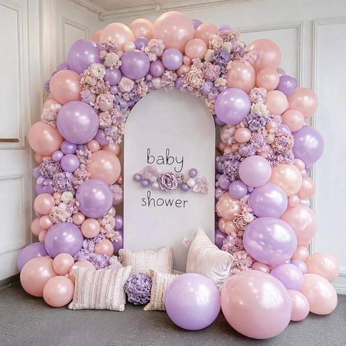 Pearl Purple Balloons Double Stuffed Purple Balloons Light Lavender Lilac Balloon Arch Different Sizes 18/12/5in Balloon for Birthday Bridal Baby Shower Fairy Butterfly Party Decor
