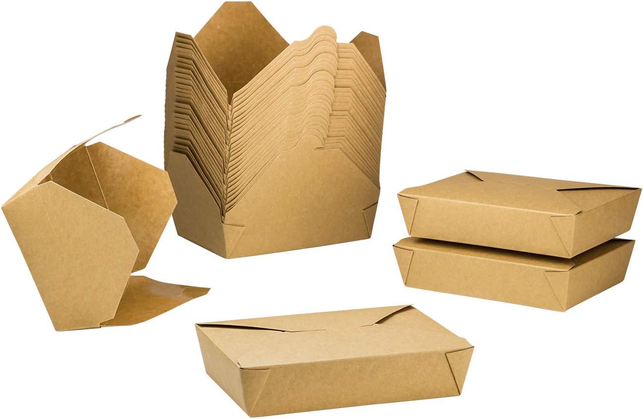 Karat Paper To Go Boxes [54 oz - 200ct] Leak-Resistant, Microwavable, Heavy-Duty Take Out Boxes | Grease Resistant & Stackable | #2 Kraft Brown