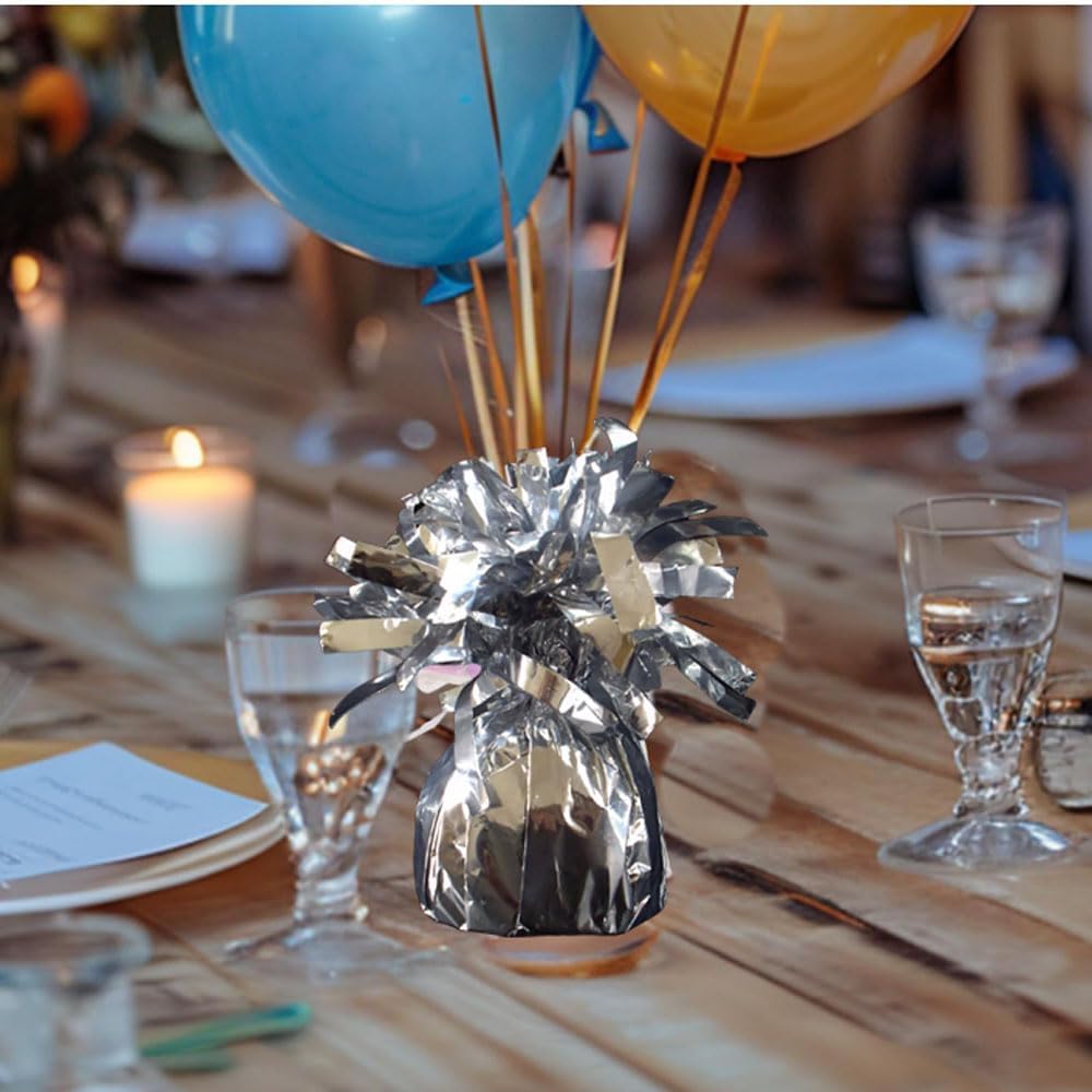 Balloon weights, 12 pieces, aluminum foil, suitable for birthday parties, gatherings, weddings, dinners and other occasions, weight 0.36bl(Silver)
