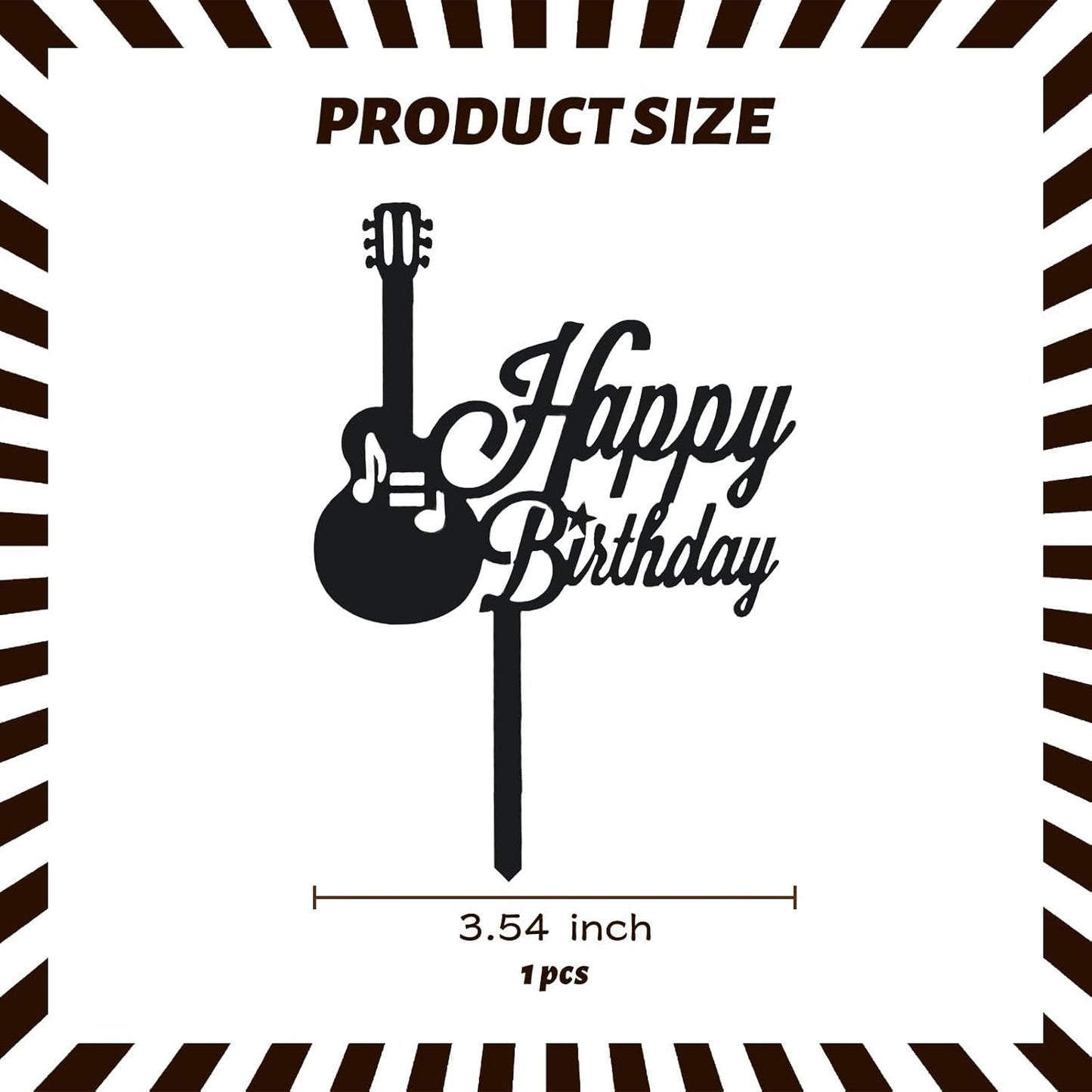 ZHENGYE Black Music Happy Birthday Cake Topper Music Themed Decoration Sign For Birthday Party Decorations Supplies