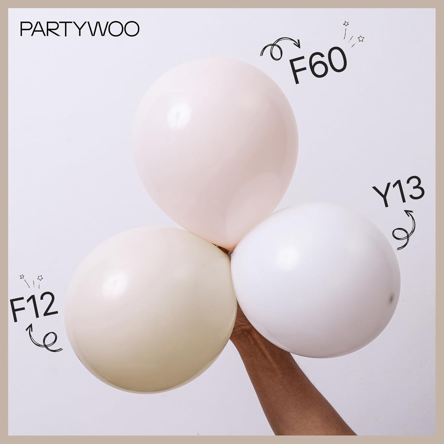 PartyWoo White Sand Balloons, 101 pcs 12 Inch Boho White Balloons, Sand White Balloon for Balloon Garland Balloon Arch as Party Decorations, Birthday Decorations, Baby Shower Decorations, White-F12