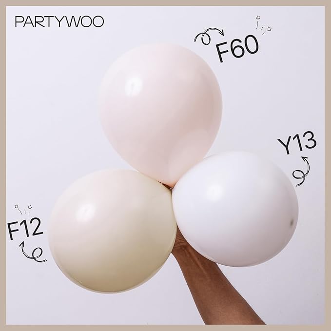 PartyWoo Beige Balloons 140pcs Different Sizes of 18 12 10 5 Inch Boho Cream Ivory Neutral Balloon Arch Kit Garland for Wedding Bridal Graduation Baby Shower Birthday Party Decorations White-F60
